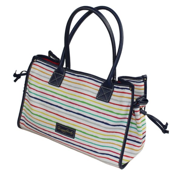 Dooney & Bourke Multi Watercolor White Blue Striped Tote - Picture 2 of 9